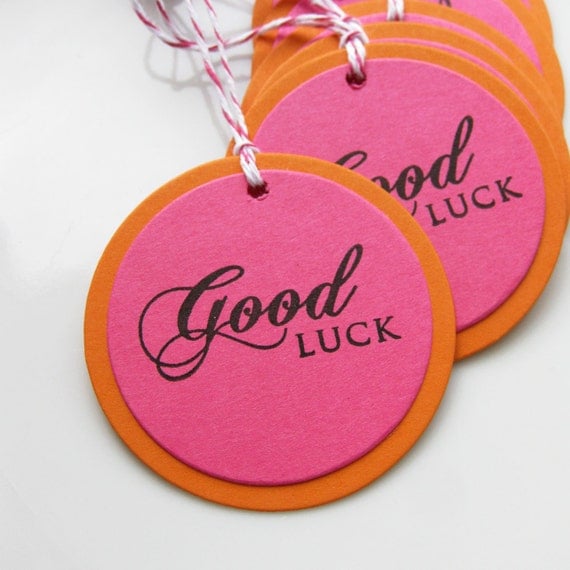 Good Luck Tags - Set of 6 - Custom Colors Available - Retirement Party Graduation Favor Tags Il_570xn