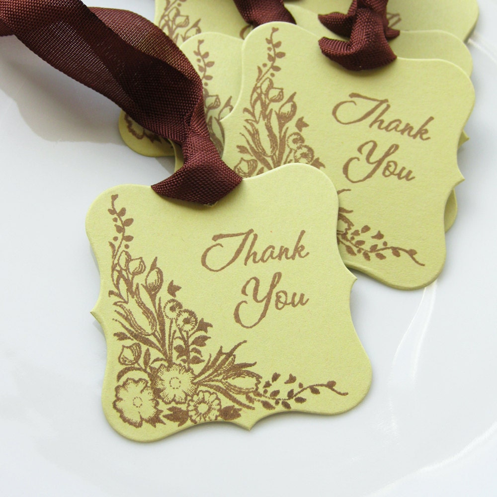 Thank You Tags Botanical Floral - Set of 6 - Custom Colors Available - Bridal Shower Wedding Favor Tags Il_570xn