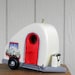 Teardrop Trailer Bird House, Cream and Red, Retro