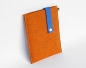 Kindle / iPad Mini case: Orange and blue wool felt