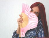 Pink passion.  Hand-painted fan. w