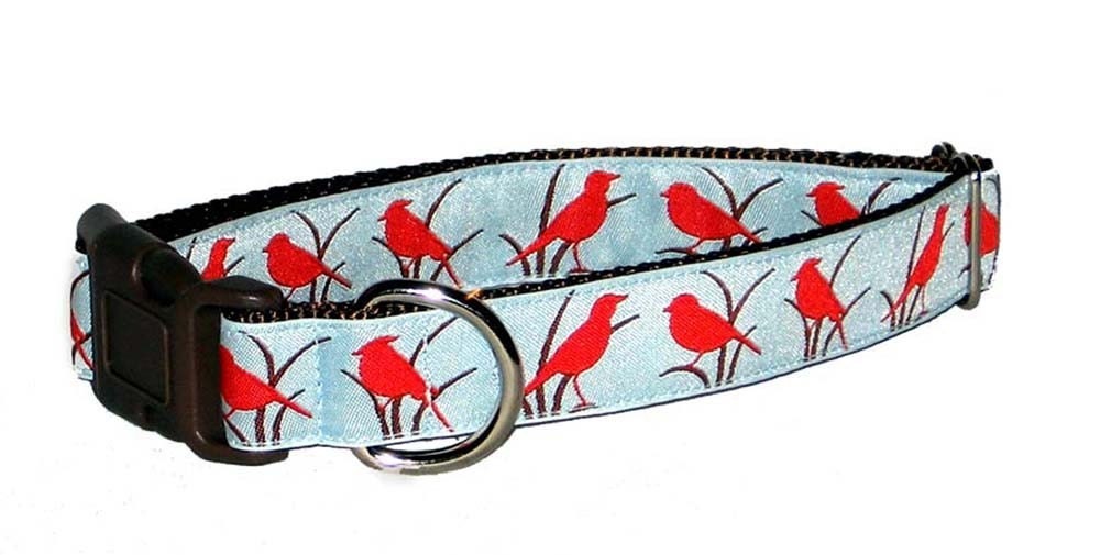 Cute Bird Dog Collar 1" Large Dog Collar Birds Twitter