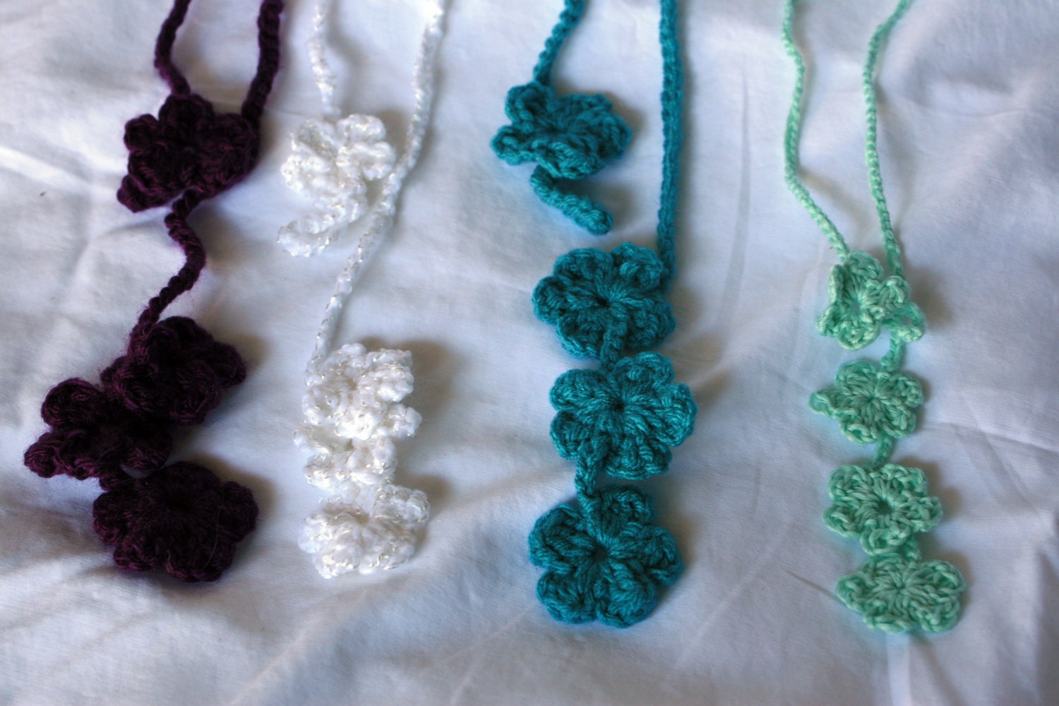 BUY 3 Get 1 Free - Crochet Flower Necklette