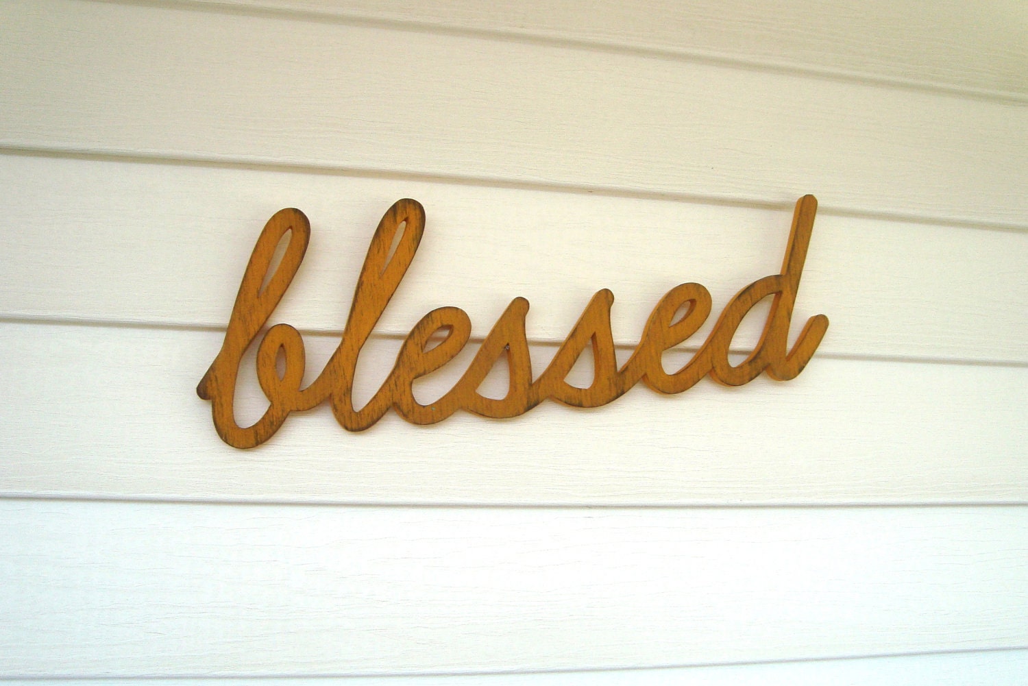 BLESSED - handmade wood art sign - home wall decor wedding gift family birthday vintage antique distressed