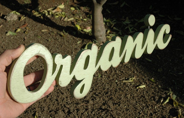 ORGANIC - Handmade Wood Sign for Home Decor Garden Farm Farmers Market Grocery Shabby Chic Distressed Rustic Vintage Gift