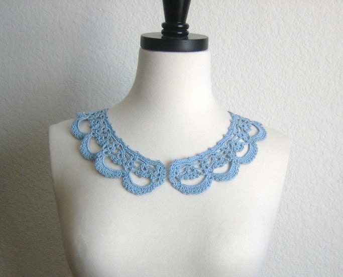 Blue crochet collar, necklace handcrochet, women accessory, new, made by Demet