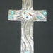 Dichroic Glass Pewter Cross - Turquoise - White - Pink - Silver - Housewares Wall Decor - Home and Living