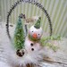 Winter Mint - Cottage Style Glittery Snowman Cup with Bottle Brush Tree Christmas Folk Art Ornament