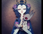 Jointed Moveable Paper Doll - Chinese Moon Goddess with Jade her Bunny Rabbit