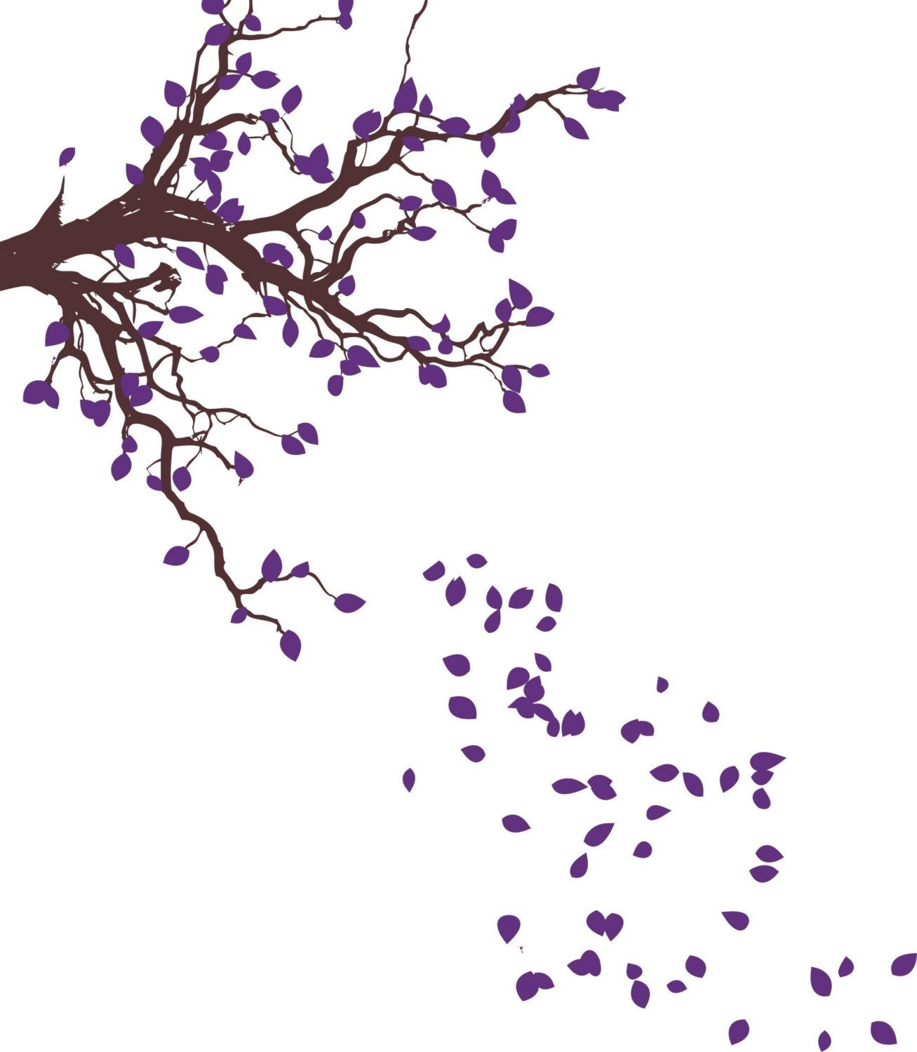 Autumn Tree Branch with Falling Leaves Decal Sticker Wall Art Graphic Nature Cute Seasons