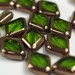 12 pcs Czech Glass 14 mm Peridot Green and Brown Diamond Shape Beads PC-34