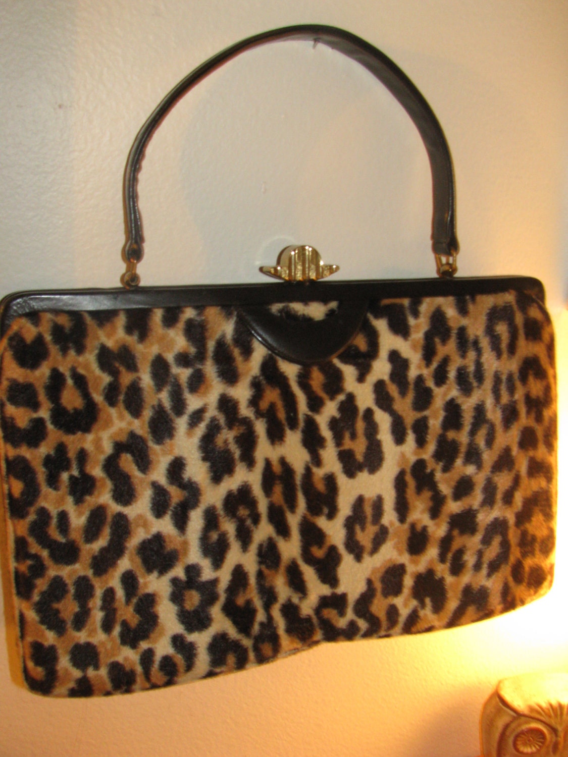 RESERVED for JDEMP00 RESERVED Vintage 50's Leopard Faux Fur Lady Purse
