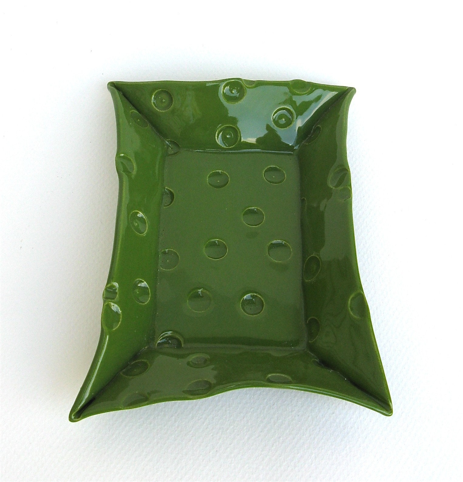 festive hand built dot porcelain tray  ...   farmer green
