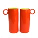 tea for two ... hand built whimsical coral and chartreuse cups
