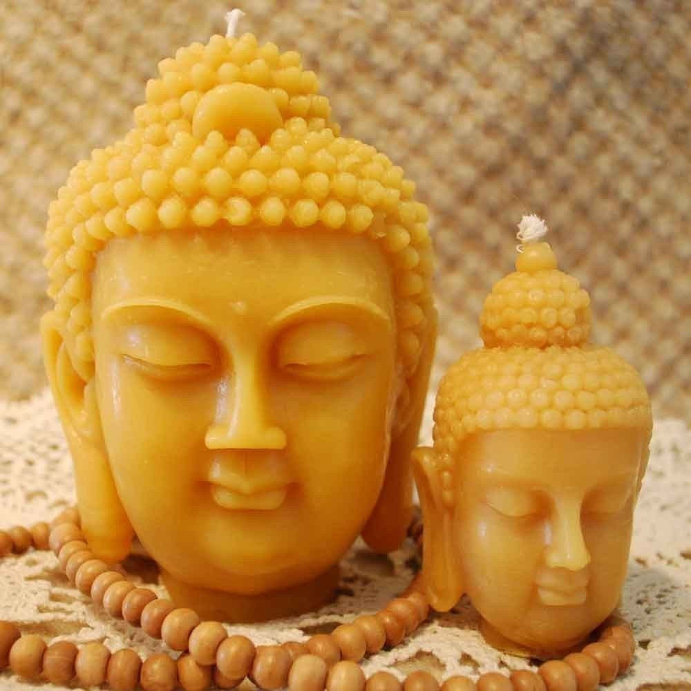 Beeswax Candle BIG Buddha Head Sadhana Meditation Contemplation Altar Candle