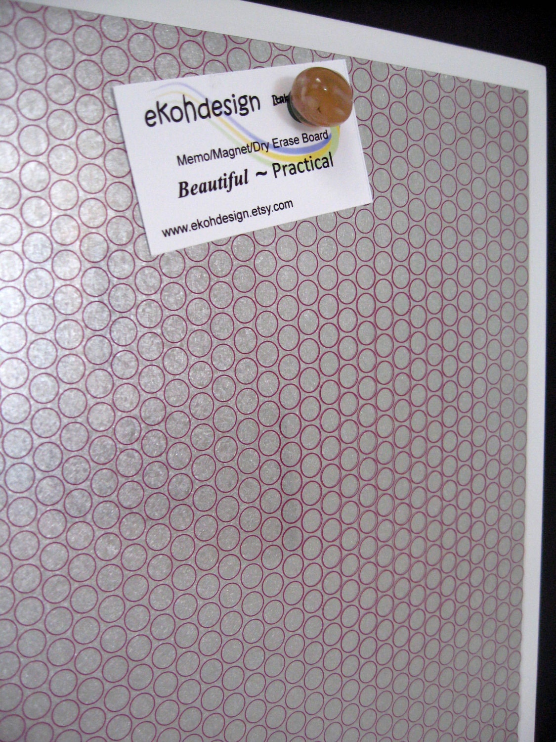 MAGENTA Circles..Magnet Dry Erase Steel Memo Board .. housewarming hostess gift..office decor..organization..home decor..her decor