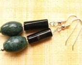 Black Agate and Green Jasper Earrings - Dark Secrets