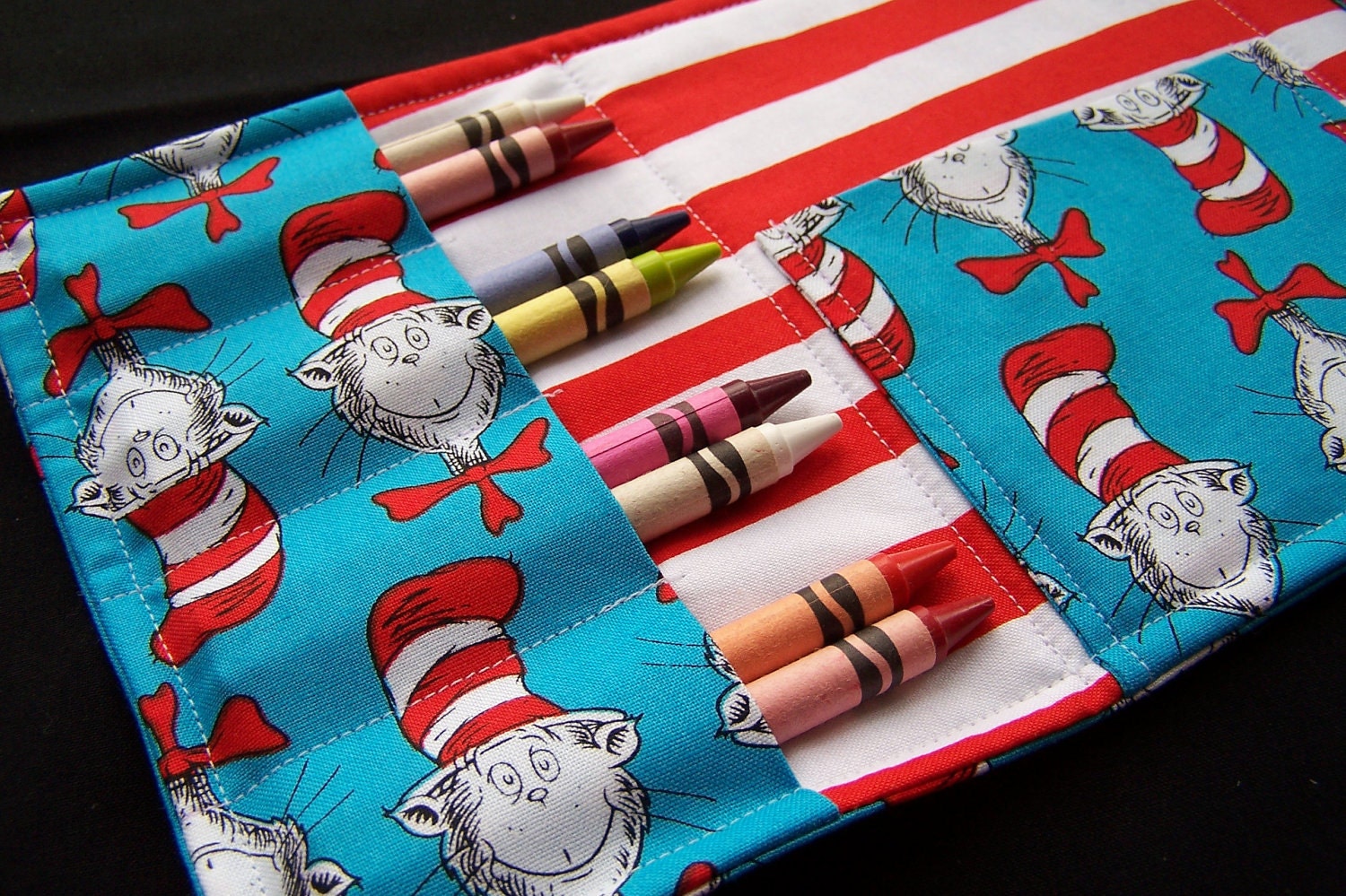 FREE SHIPPING Coloring Wallet - Cat in the Hat by Dr Seuss from Robert Kaufman, Crayons and Paper Included