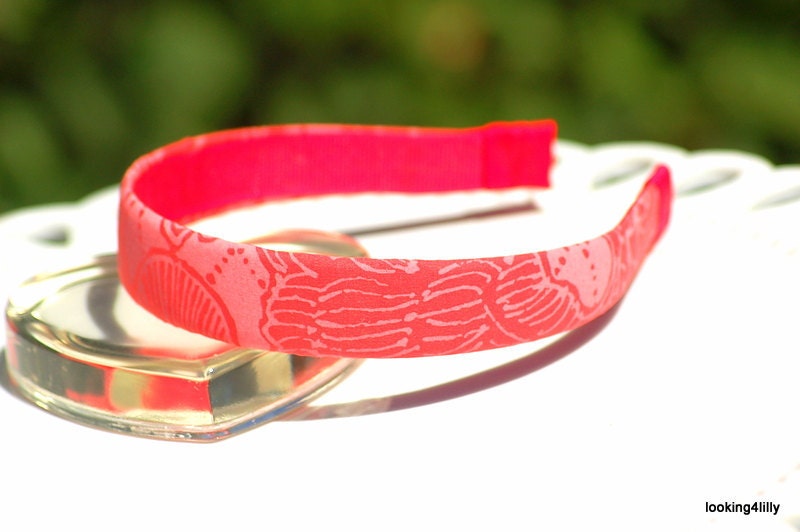 Lilly Pulitzer Fabric Headband Preppy Lilly Pulitzer Fabric Coral Bright