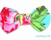 Fabric Hair Bow Preppy Girls Hair Bow Amy Butler Soul Blossoms Twilight Peony