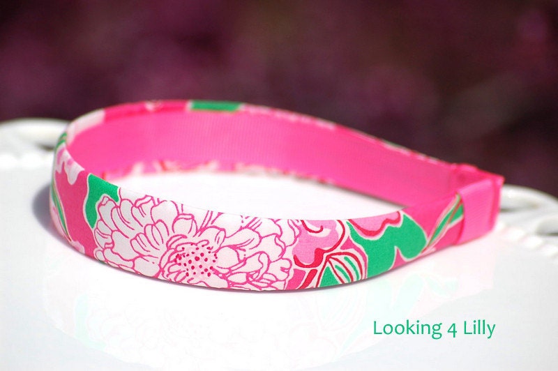 Lilly Pulitzer Fabric Headband Womens Headband Preppy Lilly Pulitzer Pattern Pink and Green Mayflower