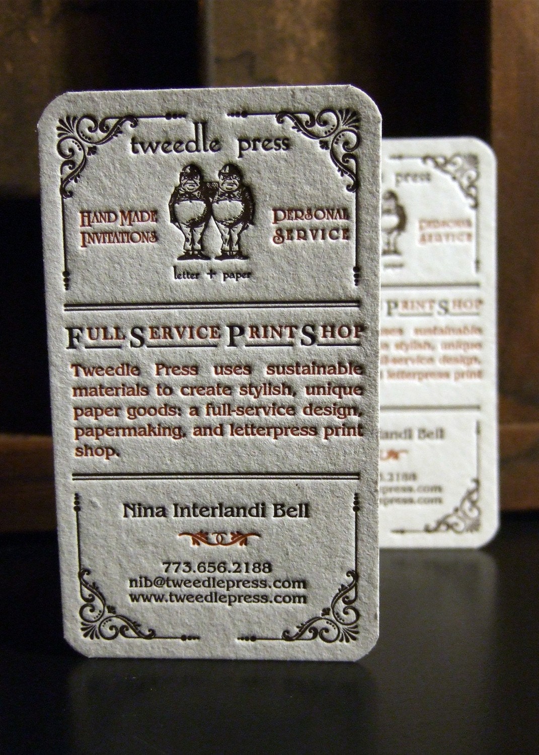 Custom Letterpress Business Cards - Sample