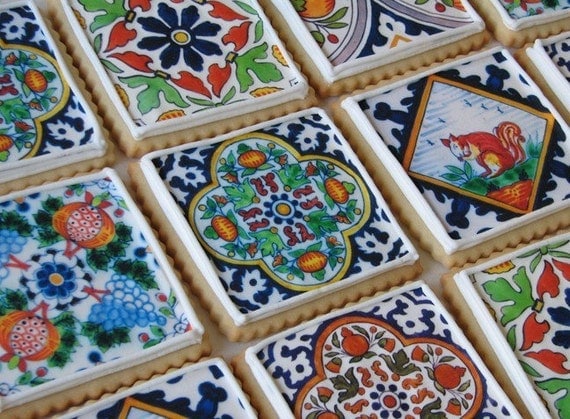 Delft Tile Cookie Gift Box - One Dozen (Vanilla)
