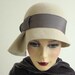 Gray wool velour cloche hat with pleated brim