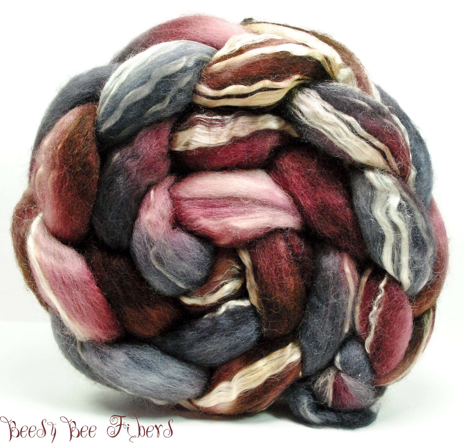Wool Roving Hand Painted Combed Top Spinning Fiber Blue Face Leicester - Seacell - 4.2 oz - VENUS IN FUR