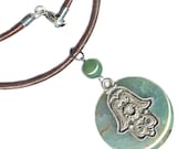 Pewter Hamsa 35mm agate necklace