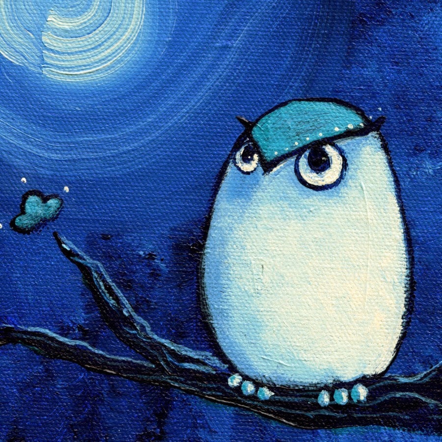 OLLIE--signed (8x10) Print of an Original Acrylic Owl Painting--Deadpan Alley