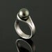 Tahitian Black Pearl Ring in Palladium, Modern Pearl Engagement Ring