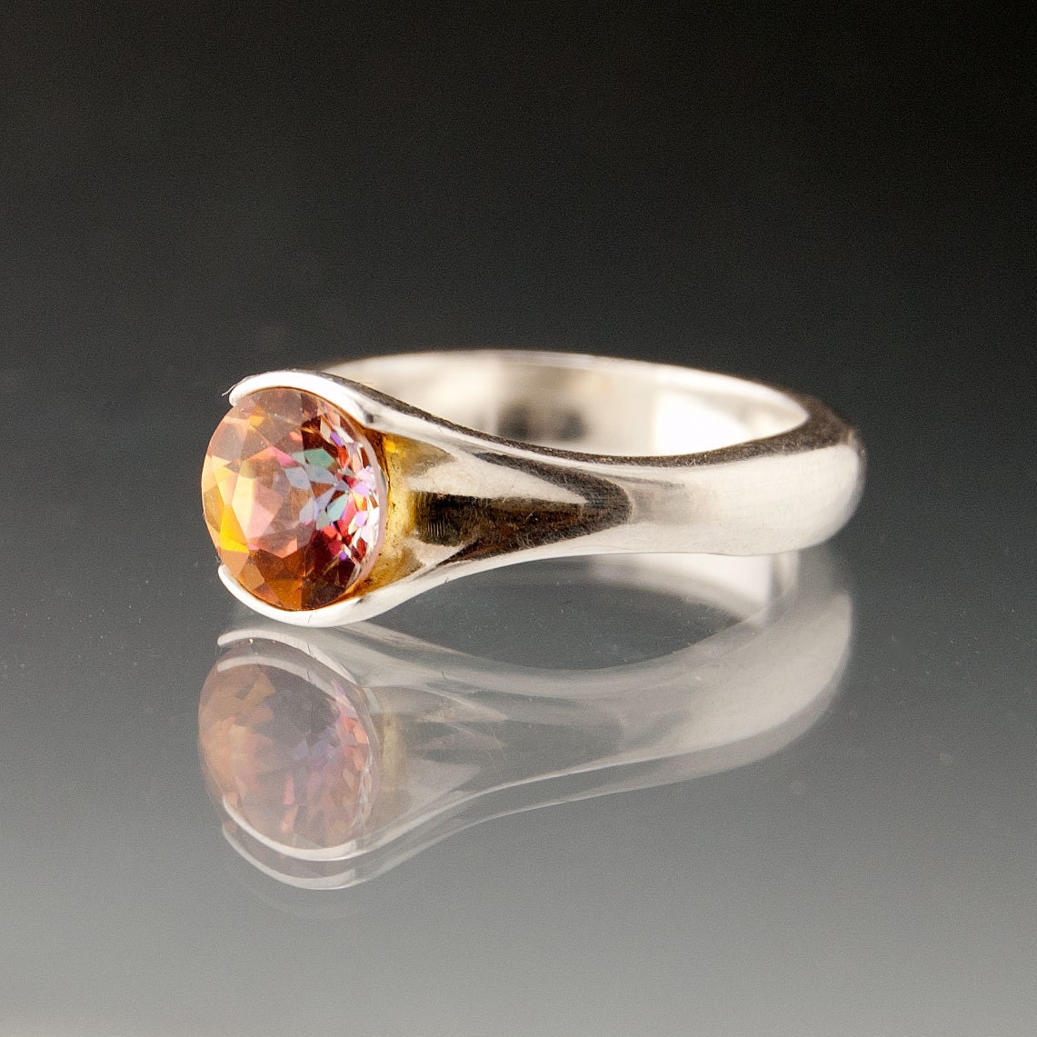 Azotic Topaz Sterling Silver Fold Ring Gemstone Ring