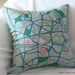 Berlin Map Illustrated Linen PIllow Case(Cover, Slip) - Mint Blue and Green