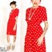 50's Red & White Polka Dot Day Dress S/M Rockabilly Housewife Button Up Shirt Style Red Dress White Polka Dots