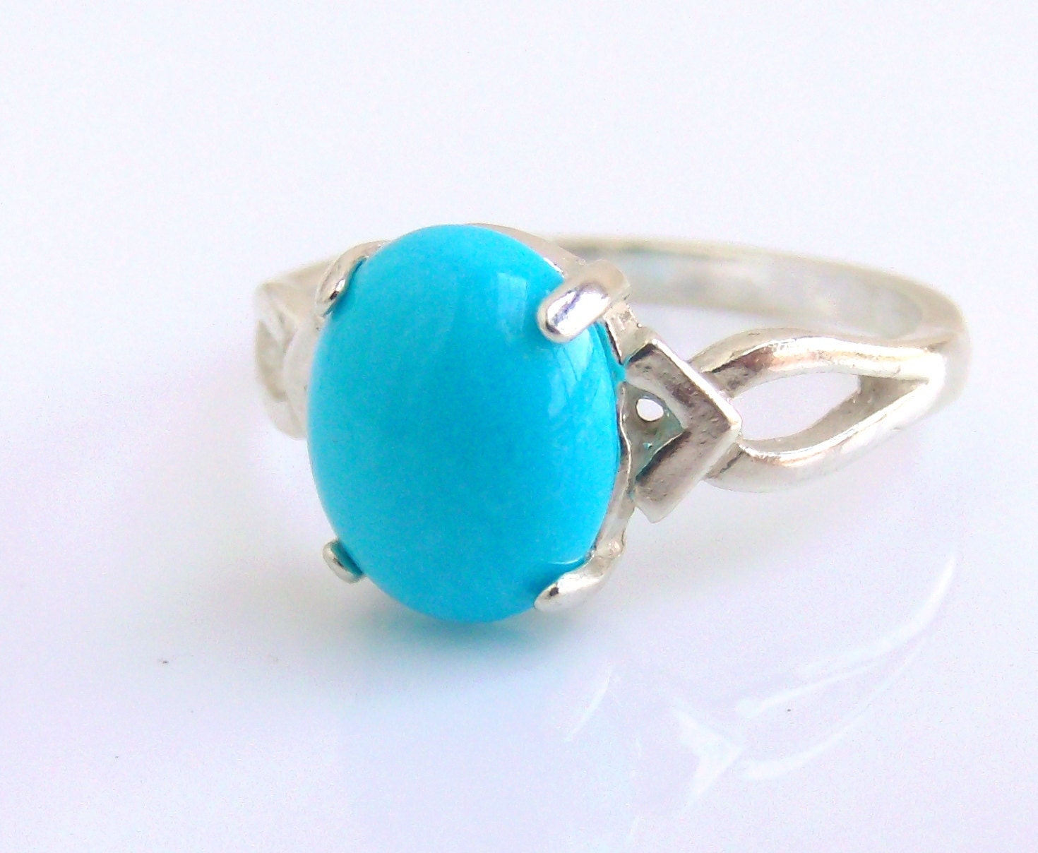 Turquoise Ring Sterling Silver Oval December Birthstone Ready to ship size 8
