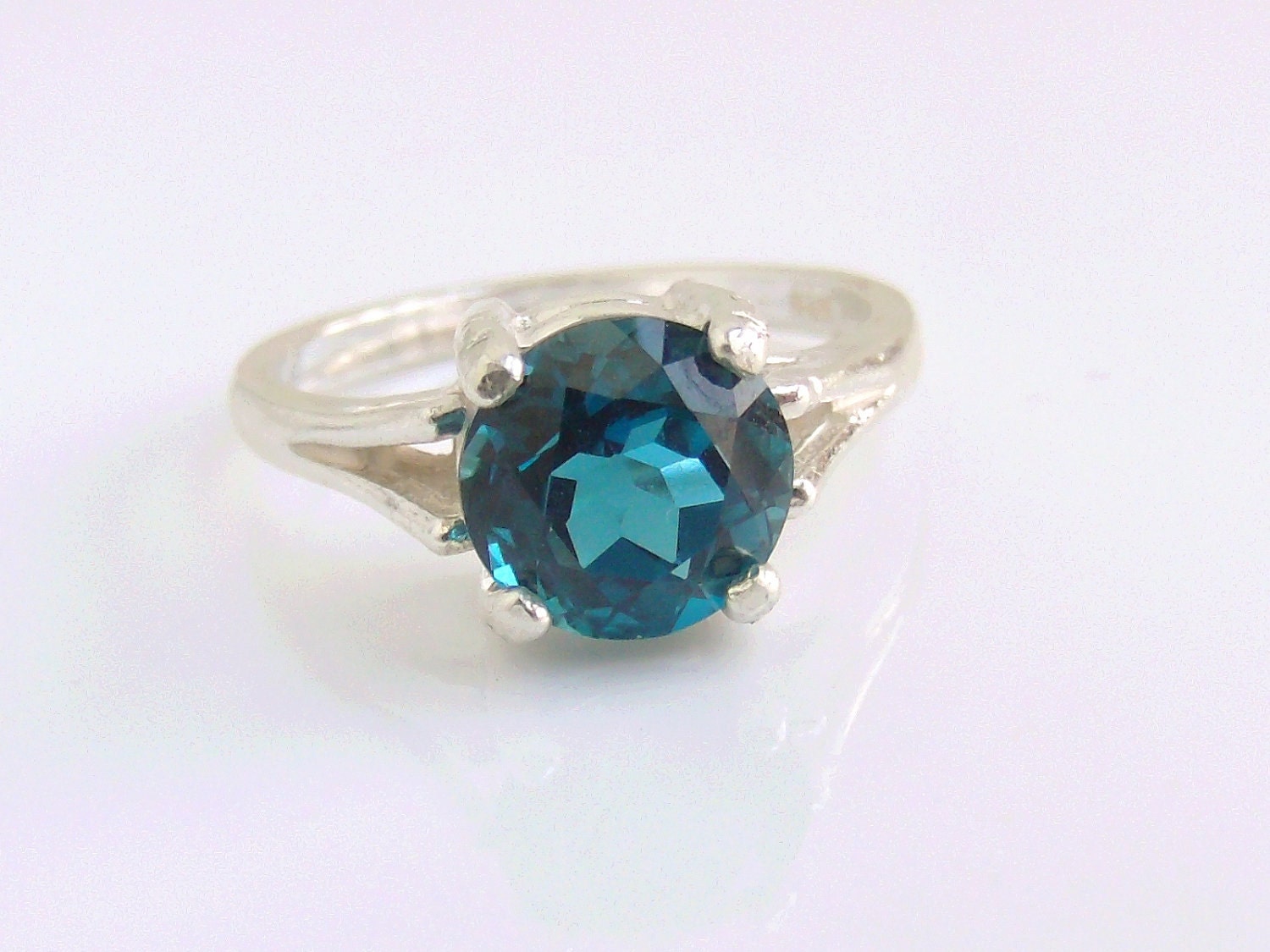London Blue Topaz Ring Sterling Silver Solitaire December Birthstone Ready to ship size 7