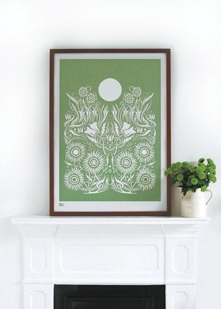 Moonlight in Warm Stone - decorative screen print