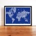 World Type Map in Reflex Blue - decorative screen print
