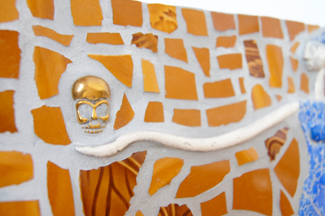 Ceramic Mixed Media Mosaic Relief / Memento Mori