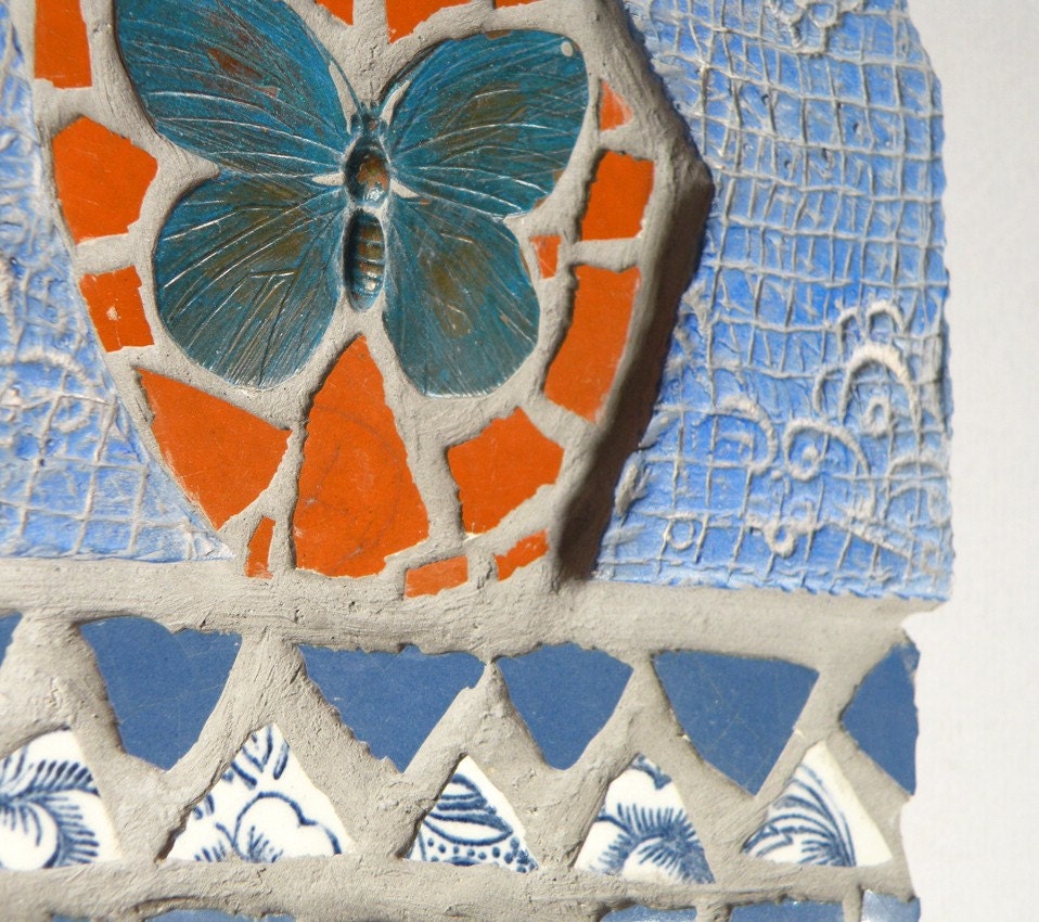 Mixed Media Mosaic Relief  - Butterfly Shrine