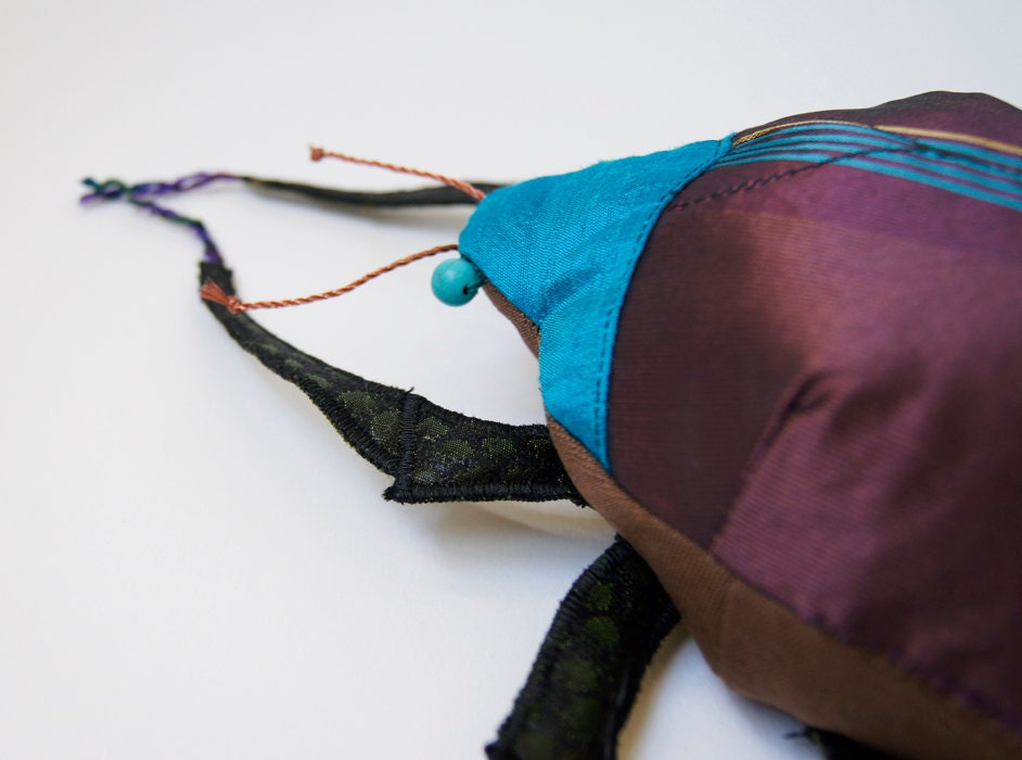 Soft Sculpture Beetle / Silk Cotton / Plum / Coleoptera