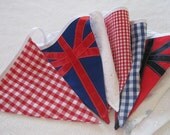 Union Jack British Bunting with Laura Ashley Toile fabric Made to Order Red White Blue Il_170x135