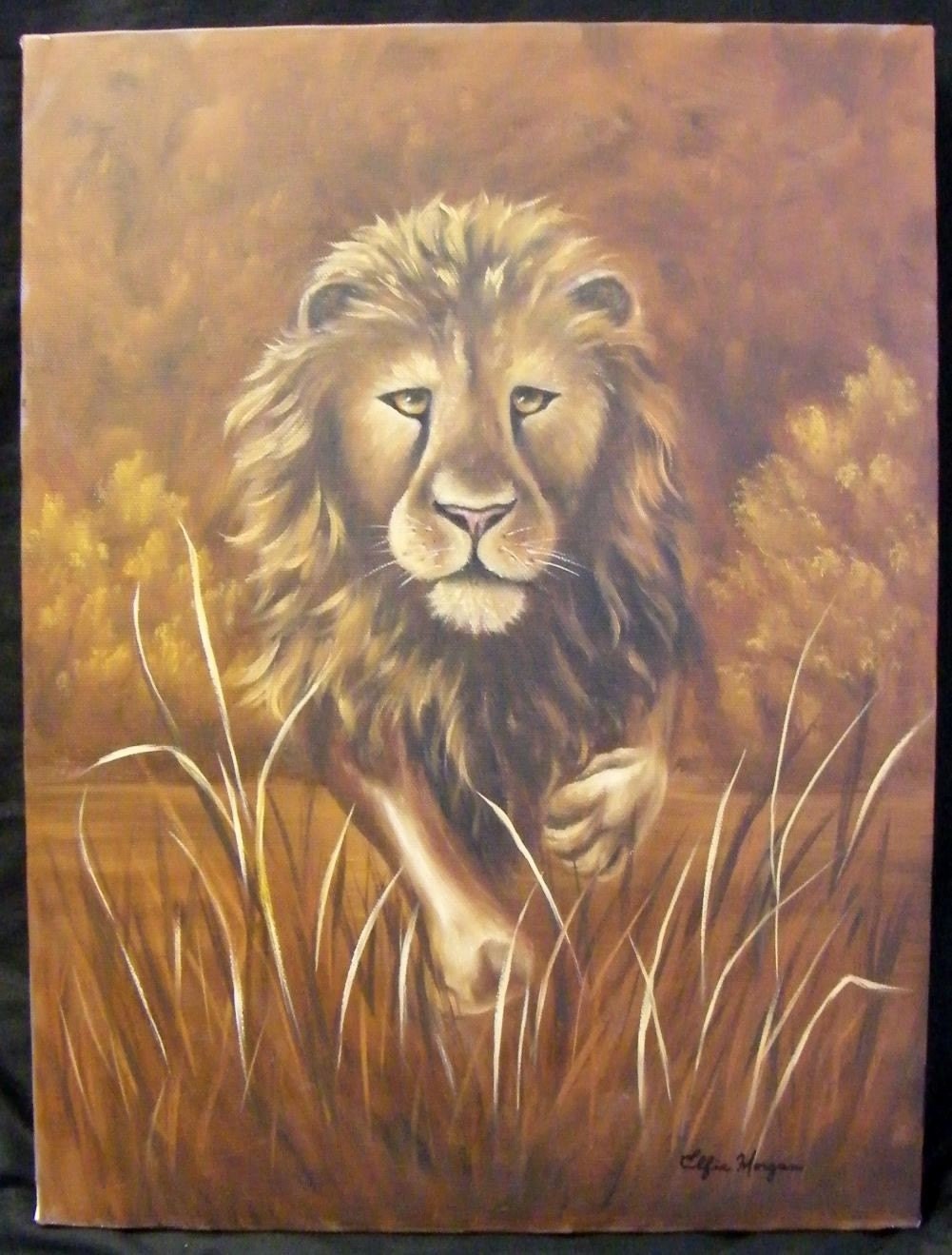 Oil Painting - Regal Lion - 12 x 16 Canvas FREE SHIPPING