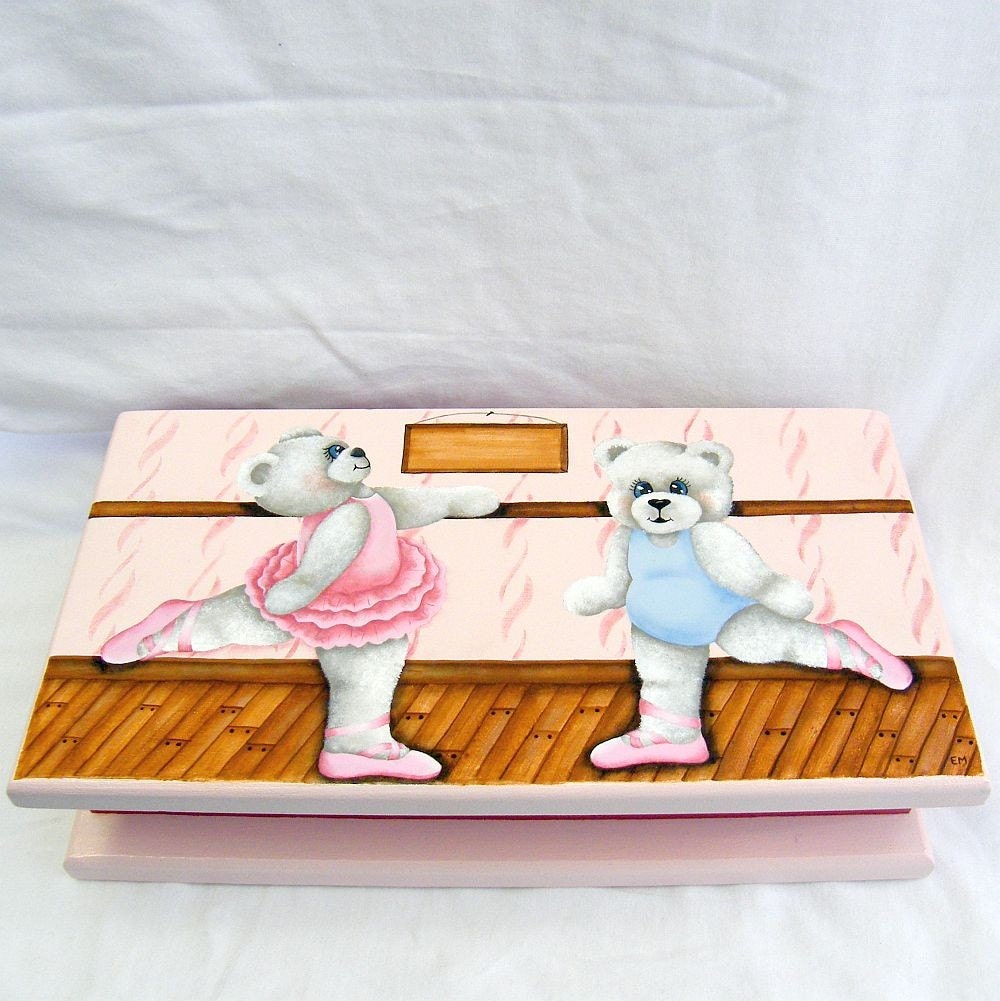 Personalized Keepsake/Jewelry Box - Ballerina Bears - FREE SHIPPING