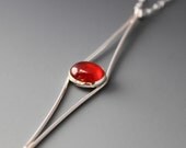 Sterling and Carnelian Cat's Eye Necklace