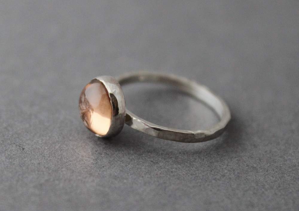 Sterling and Apricot Tourmaline Ring - Size 5