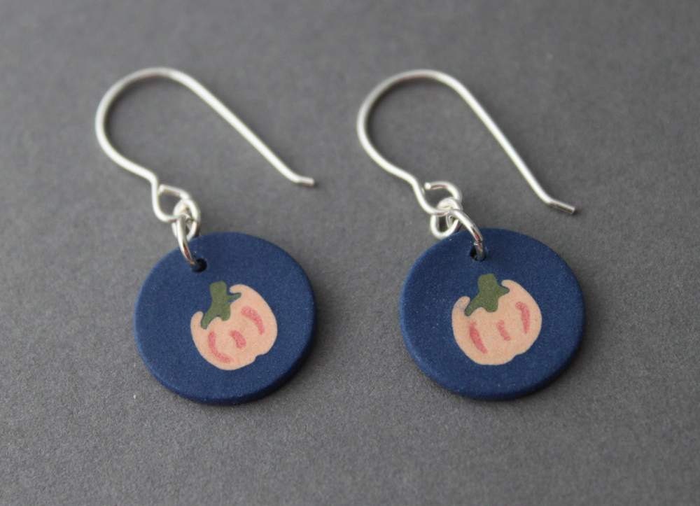 Ceramic Fall Pumpkin earrings