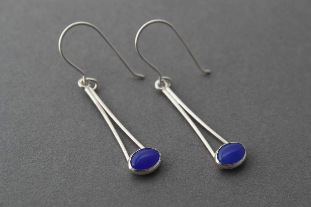 Sterling and Blue Onyx Earrings