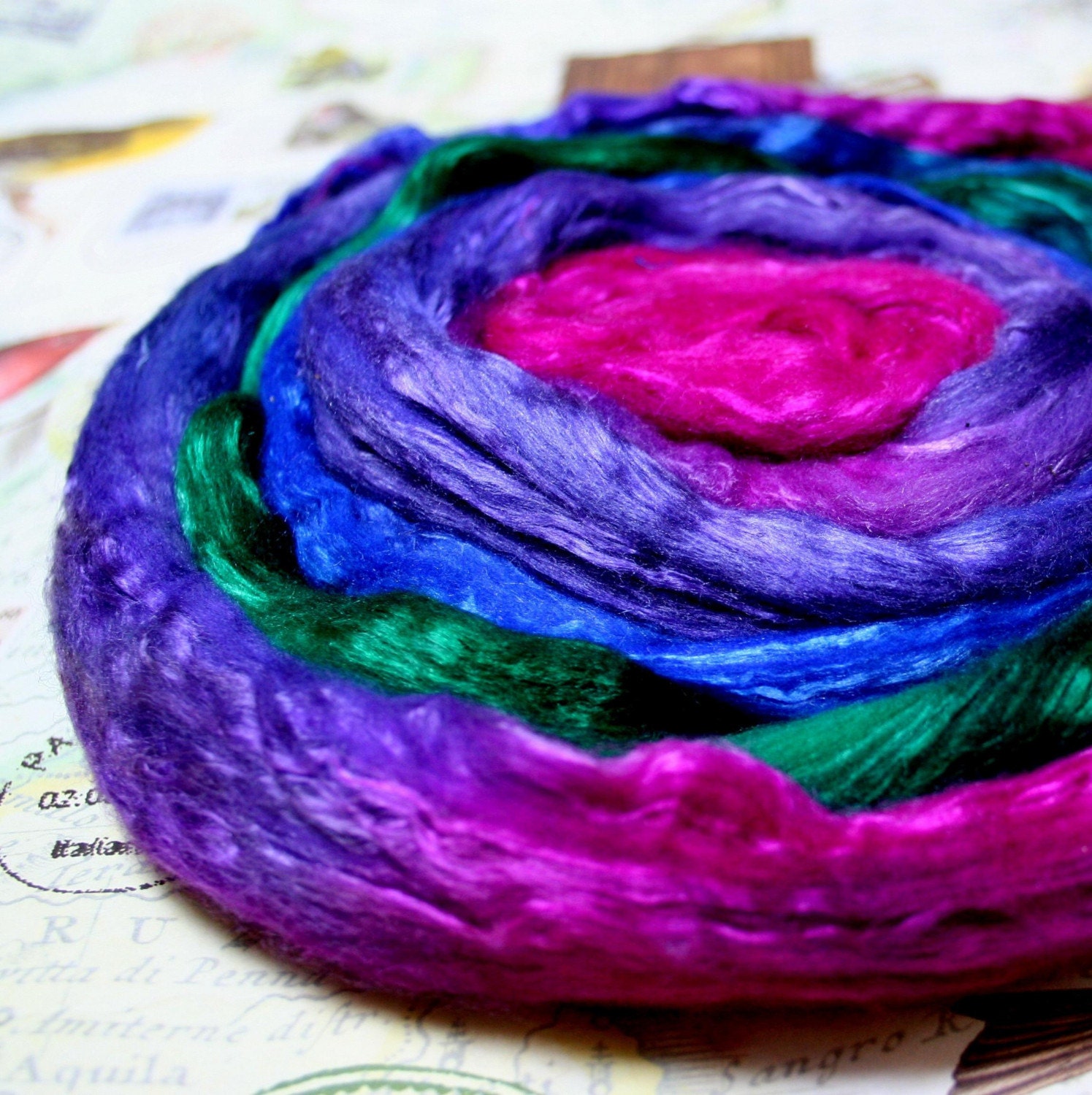 JEWEL 50/50 Mulberry Silk and Super Fine Australian Merino Fiber ( 1.8 ounces) 50grams